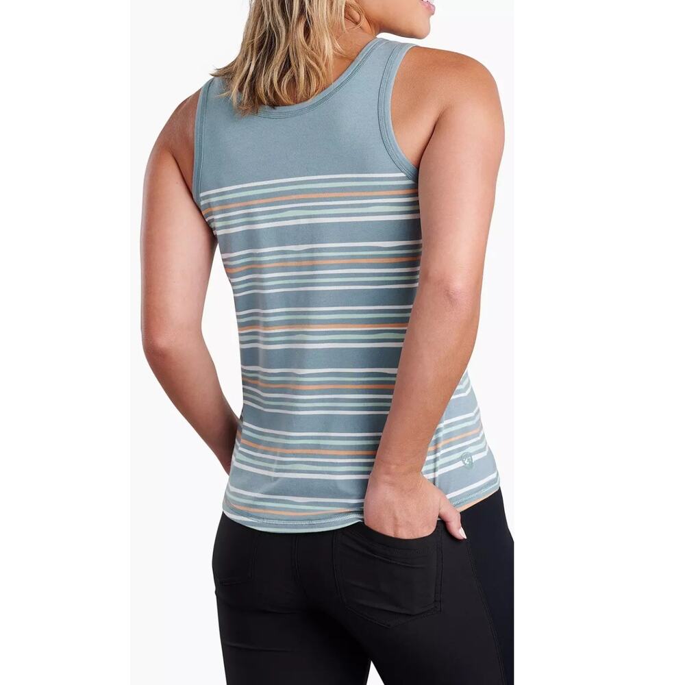 Kuhl Solstice Tank Top Henley Stripe Sz Large Blue Green Shirt Buttons Stretch - Picture 3 of 15